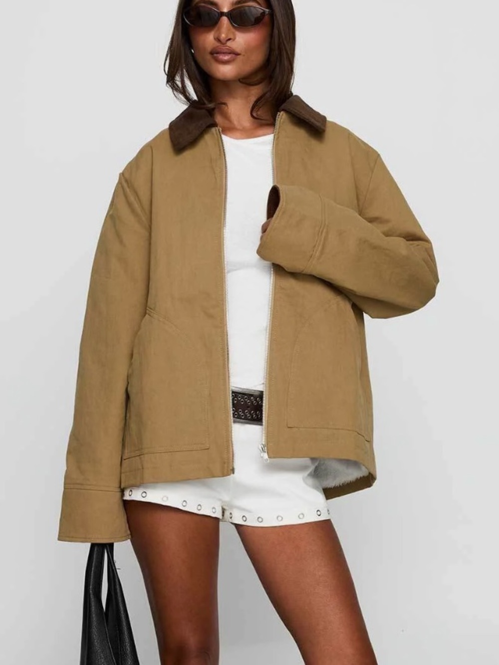 Princess Polly Chesterbrook Barn Jacket - Tan and Brown Color, Size 12